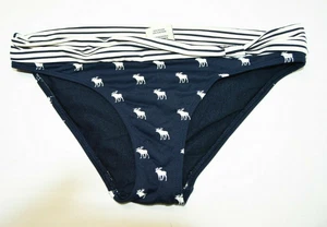 Abercrombie & Fitch Mädchen Bikinihose Logo gestreift blau weiß Größe Medium neu ohne Etikett - Bild 1 von 2