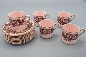 Wedgwood Bramble Alpine Pink WK3526 Demitasse 5 Cups & 8 Saucers FREE SHIPPING - Picture 1 of 12