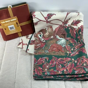 Thanksgiving Tablecloth 78x58 Rectangle Turkey Leaf + 12 New Cotton Napkins SALE - Picture 1 of 14