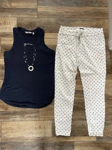 Canotta Athleta M + jeans loft floreale 6 + confezione completo collana Chico’s - Foto 1 di 8