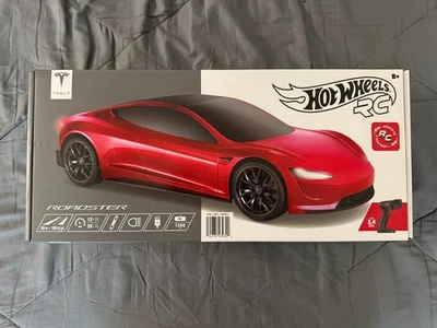 Hot Wheels 1:10 Red Tesla Roadster RC Car Radio Remote Control Model - Image 1 of 2
