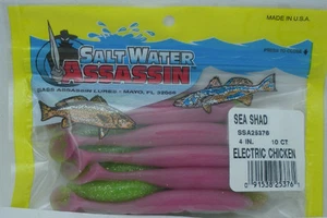 Bass Assassin SSA25376 4" Sea Shad 10 Pk Elektrisch Chicken - Picture 1 of 2