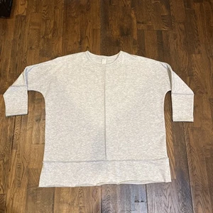 Spanx Felpa Donna Piccola Grigio Girocollo Manica 3/4 Palestra Interno Esterno Oversize - Foto 1 di 6