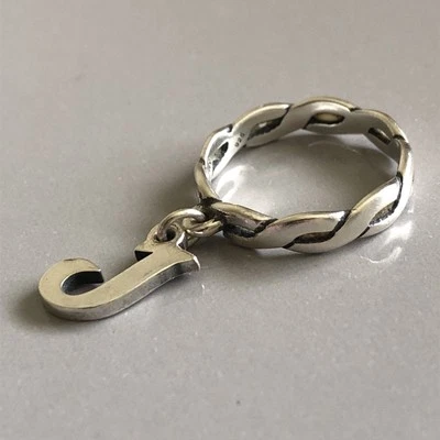 Retired James Avery 925 Sterling Woven Braided Band Ring Size 5 with J Charm - Image 1 of 4