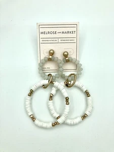Nordstrom Melrose And Market Earrings - Chunky Double Hoop Dangle White Beads - Picture 1 of 2