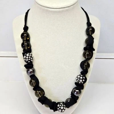 J. Colar declaração gravata fita preta com miçangas vidro e strass Crew - Imagem 1 de 4