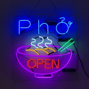 Pho Open Neon Sign Light Restaurant Open Wall Hanging Handcraft Artwork 24"x20" - Picture 1 of 19