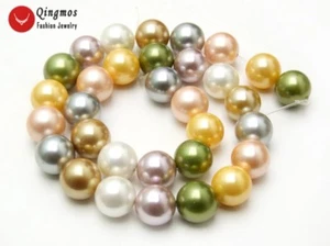 12mm Round Multicolor Sea Shell Pearl Beads for Jewelry Making DIY 15" los262 - Picture 1 of 5