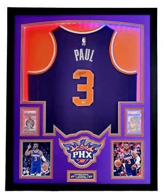 克里斯保罗签名带框球衣带LEDS,PSA10新秀和PSA10马赛克狂热 — 第 1/4 张图片