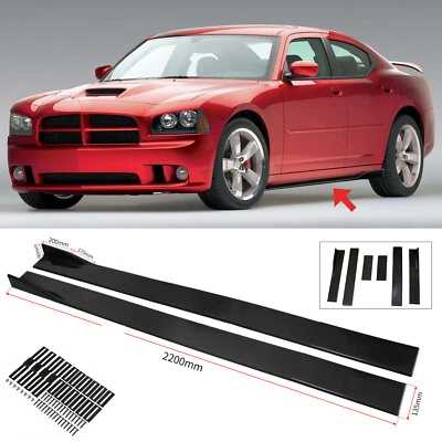 86.6" Side Skirt Rocker Panel Splitters Lip Glossy For Dodge charger SRT8 2006 Foto 1 de 4