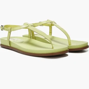 Sam Edelman Womens Kiwi Green Naomi Leather T Strap Flat Sandals Sz 8 M NIB - Picture 1 of 8