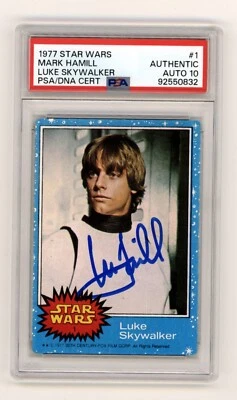 Mark Hamill 1977 Topps Star Wars #1 Luke Skywalker Signed PSA 10 Auto Authentic - Image 1 of 2