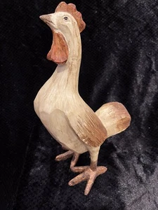 14” Rooster Statue Rustic Farm House Look 8” Wide EUC Brown Beige - Picture 1 of 5