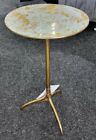 Large,Silver,Gold, Metal Round Side Table, Tripod Table, unique gold/silver foil