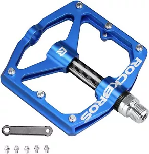 ROCKBROS Bike Pedals 9/16'' Lightweight Aluminum Alloy Sealed Bearing Flat Pedal - Picture 1 of 7