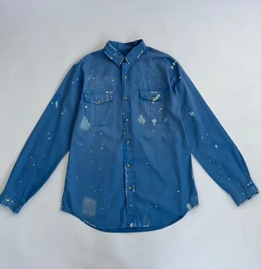 Polo Ralph Lauren camicia uomo LS pittore blu cotone top vernice designer casual - Foto 1 di 9