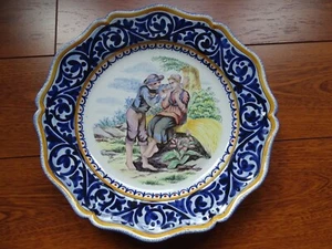 VINTAGE PLATTER DISH CERAMIC HB QUIMPER FRANCE COUPLE BRETON CIRCA 1920S' - Picture 1 of 9