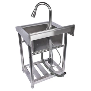 Free Standing Stainless Steel Utility Sink 23.6” for Restaurant Single Sink - Picture 1 of 11