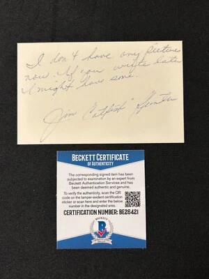 Jim Catfish Hunter HOF Signed Auto Index Card Oakland A’s BAS COA - Image 1 of 3