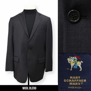 HART SCHAFFNER MARX mens solid charcoal wool sport coat suit jacket blazer 42 L - Picture 1 of 14