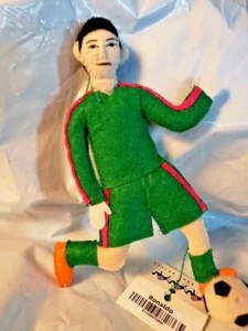 Ornament Soccer Player Ronaldo Hand Made Wool Felt Decoration 7" Tall Silk - Picture 1 of 4