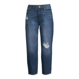 Time and Tru Women's Medium Wash Destructed Crop /Capri Barrel Jeans NWT - Picture 1 of 5
