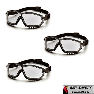 SAFETY GLASSES / GOGGLE HYBRID CLEAR ANTI-FOG LENS PYRAMEX V2G GB1810ST (3 PAIR) - Picture 1 of 6