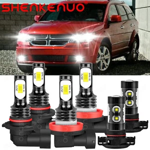 For Dodge Journey 2010-2019 Combo 6x LED Headlight Hi-Lo + Fog Light Bulbs 6000K - Picture 1 of 12