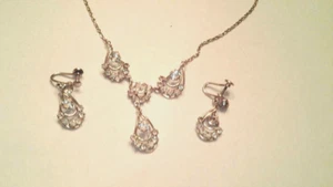 VINTAGE CARL ART STERLING SILVER NECKLACE EARRINGS SET - Picture 1 of 11