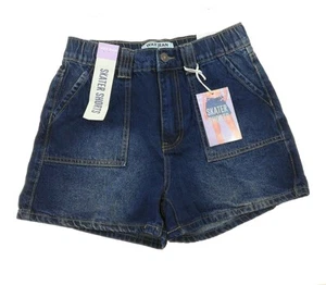 Wax Jean Women's Jean Shorts Elastic In waistband Skater Shorts Button/Zip Fly - Picture 1 of 5