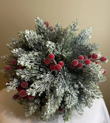 Martha Stewart Seasonal Decor Fir & Pip Berry 9" Hanging Christmas Ball, New - Image 1 of 3