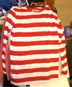 FORMEET17 Where's Waldo Adult Costume XL Shirt LONG SLEEVES Halloween Cosplay - Picture 1 of 1