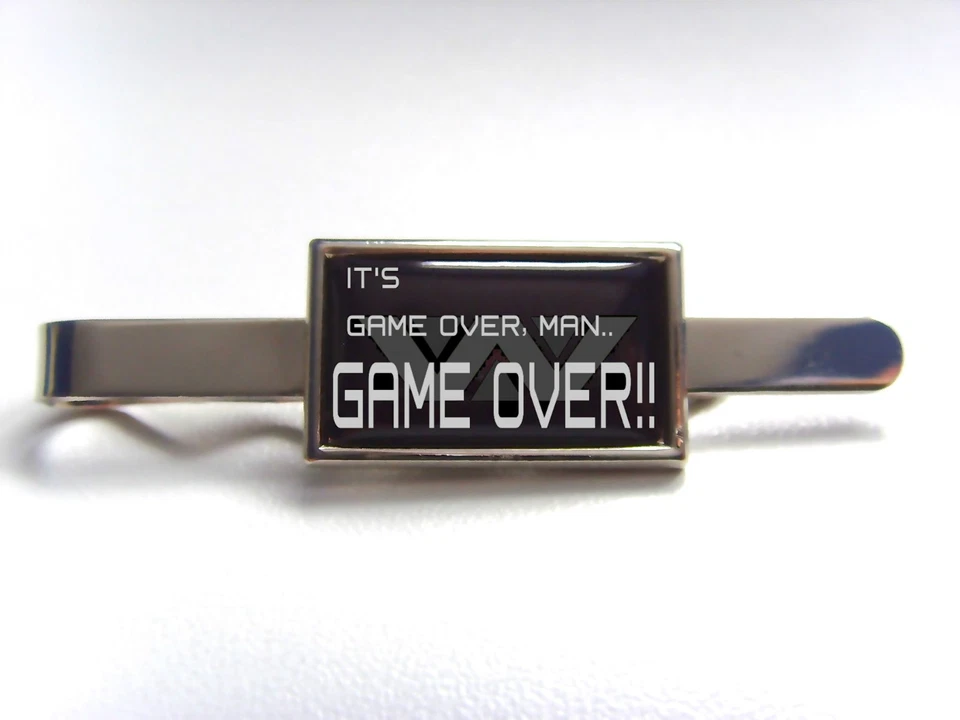 ALIEN ALIENS HUDSON QUOTE "IT'S GAME OVER, MAN" TIE SLIDE TIE GRIP PIN BAR GIFT - Image 1 of 1