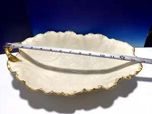 LENOX LEAF SERVING DISH 14''in with Gold Trim - Picture 1 of 6