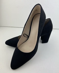 H&M Women's Black, High Block Heel, Velvet Feel Court Shoes. EU 37, UK 4, VGC. - Picture 1 of 11