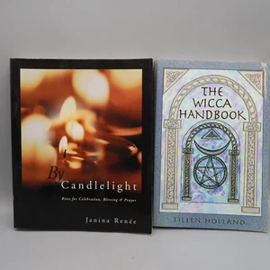 The Wicca Handbook E Holland & By Candlelight J ReneePagan Witchcraft Book Lot - Imagen 1 de 8