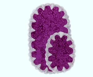 Unique Oval Bath Mats Area Rugs Purple White Lace 27" x 45" & 21" x 29" 2Pc - Picture 1 of 9