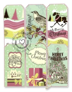 Hang Tags  RETRO STYLE MERRY CHRISTMAS MIXED TAGS #T 65 Gift Tags - Picture 1 of 4