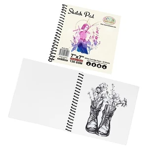 7"x7" Square Sketch Pad 20 Sheets White Cartridge 130gsm Paper Doodling Art Book - Picture 1 of 24