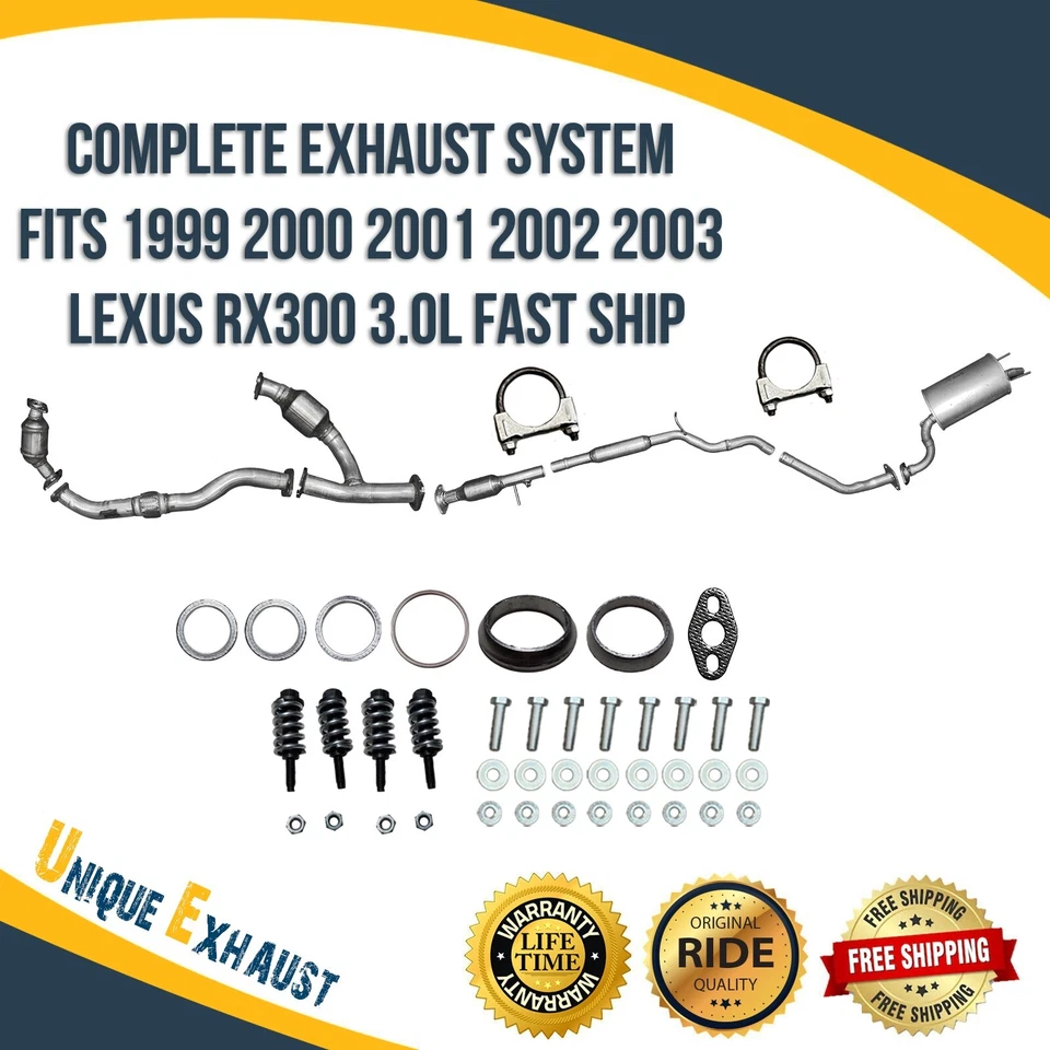 Complete Exhaust System Fits 1999 2000 2001 2002 2003 Lexus RX300 3.0L Fast Ship - Image 1 of 4