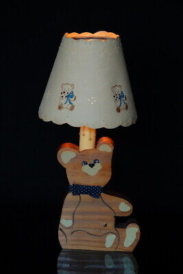 Teddy Bear Wood Lamp With Custom Shade - 12  Tall • 11$