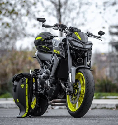 Espejos retrovisores laterales negros con extremo de manillar de motocicleta de 7/8" para Yamaha MT09 MT-09 Foto 1 de 4