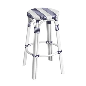 Butler Tobias Designer's Edge Rattan Bar Stool, Blue/White - 9370035 - Picture 1 of 1
