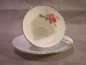 Paragon Vintage Cup & Saucer ~ Light Blue with Gold Trim ~ Rose - Picture 1 of 9