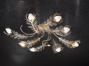 Plafoniera da soffitto classica in metallo e vetro oro nichel  - Picture 1 of 1