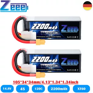 2x Zeee 14.8V 4S Lipo Akku Batterie 2200mAh 120C XT60 Für RC UAV Auto Flugzeug - Bild 1 von 8