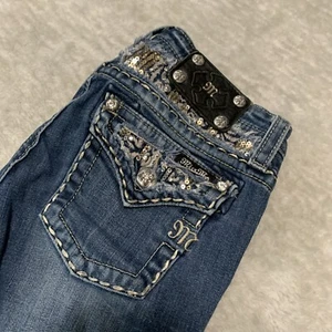 Miss Me Girls Size 16 Skinny Capri Blue Denim Jeans Inseam 22 Pants Flap Pocket - Picture 1 of 9