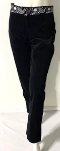 LA VORE Women’s Black Embroidered Stretch Corduroy Pants Size 4 – Flat Front - Picture 1 of 7