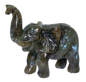 202 Gram Carved Canadian Labradorite Elephant Carving Gemstone EBS7520/71325 - Picture 1 of 3