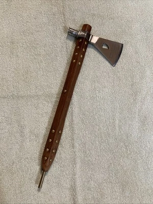 Vintage Rare NATIVE AMERICAN PEACE PIPE TOMAHAWK COMBAT AXE Replica w/Engravings - Image 1 of 4